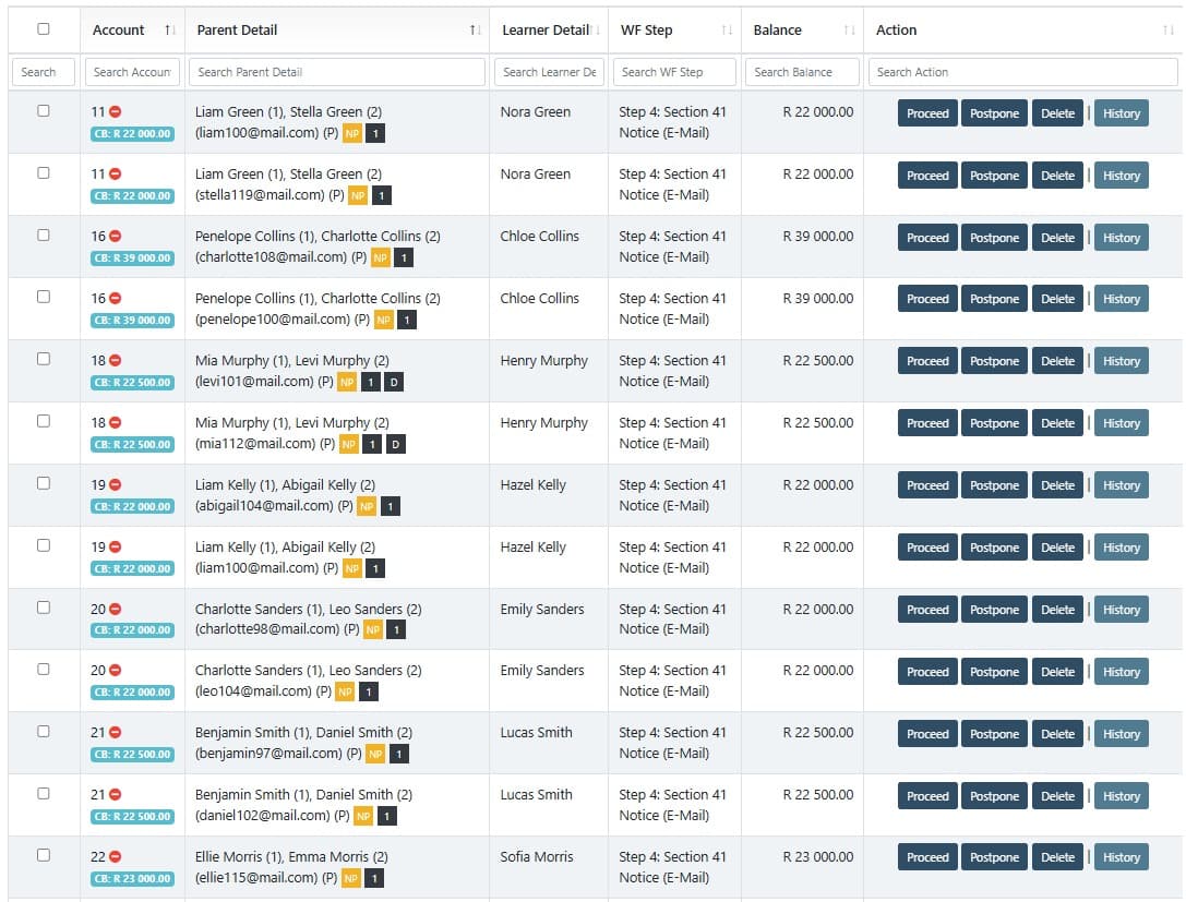 Electronic legal handover screen showing JVA escalation status